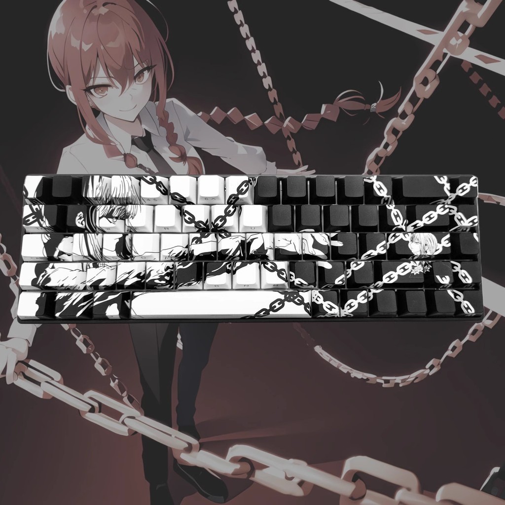Chainsaw Keycaps Black White Side Shine through RGB comic cherry ...