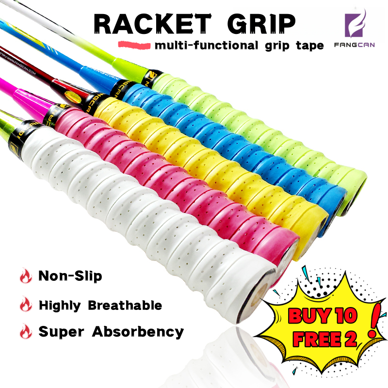 【Buy 10 Free 2】 Badminton Grip Anti-Slip Absorb Sweat Racket Grip ...