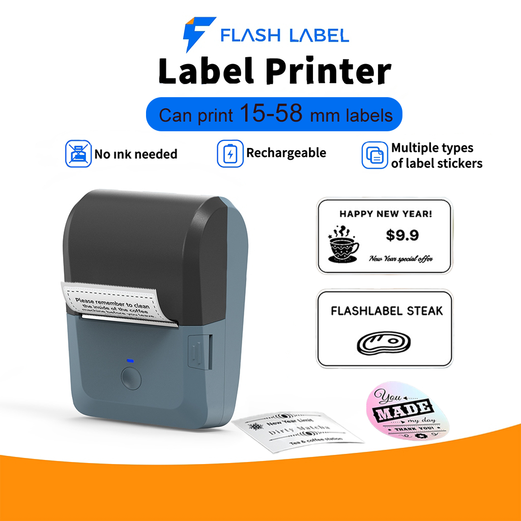 Flashlabel Portable Bluetooth Thermal Label Printer-Y50P, 2 Inch Mini ...