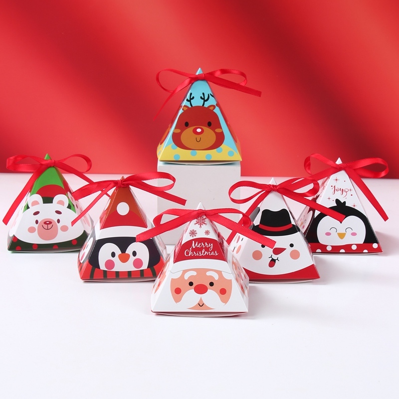 Christmas Triangle Candy Box Mixed Pattern Cute Gift Box Packaging Set ...
