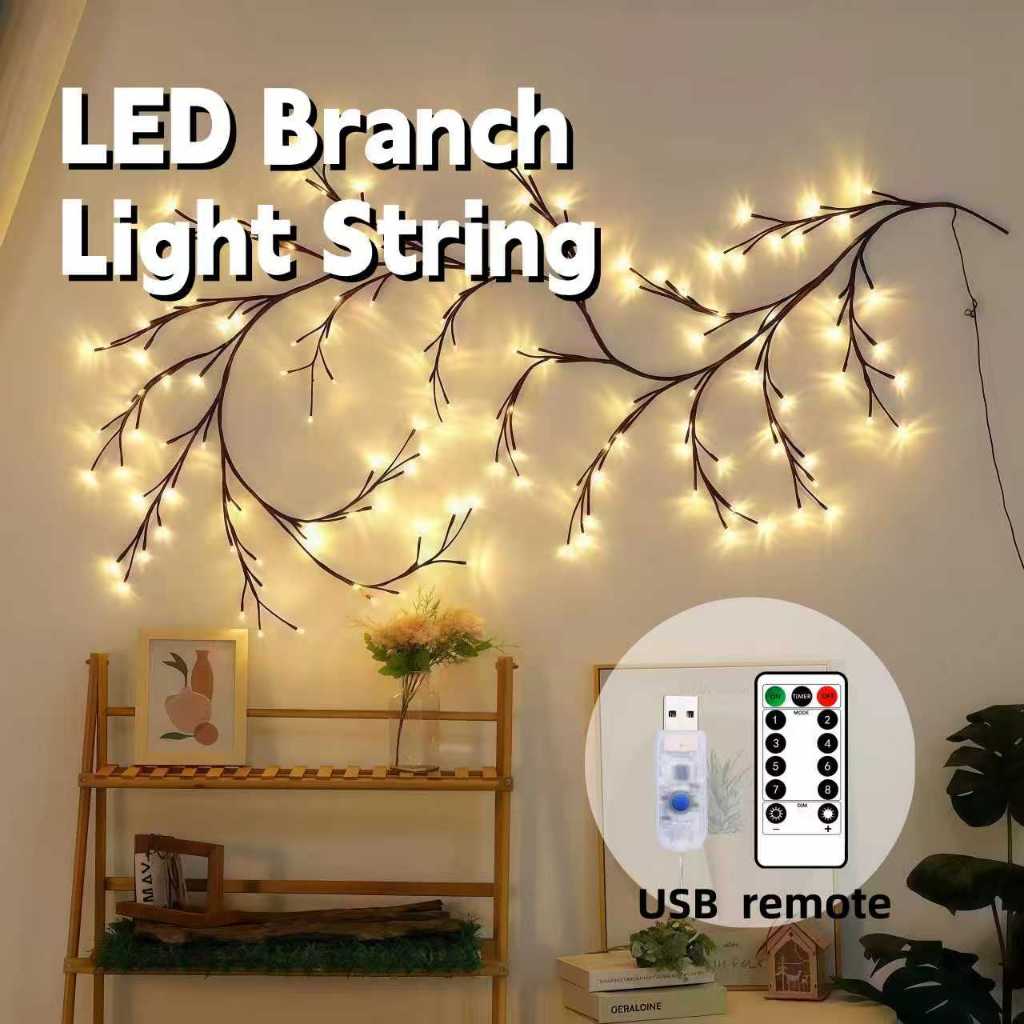 LED Lightings - Remote-Controlled Rattan Branch String Lights, Festival ...