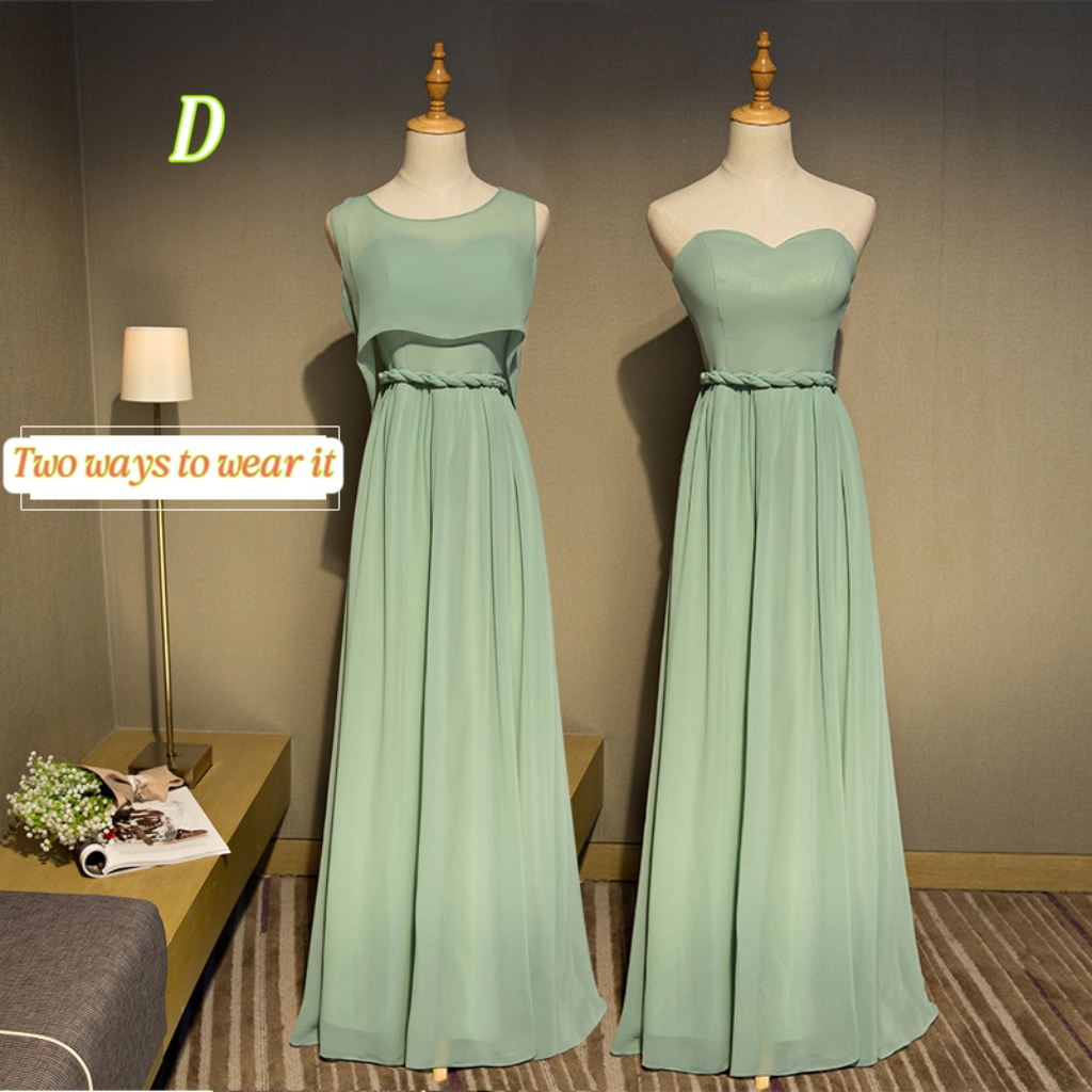 Bridesmaid Long Dress Matcha Green Color Wedding Gown Slimming Evening Dress  Customize Sizes & Colors | Shopee Philippines