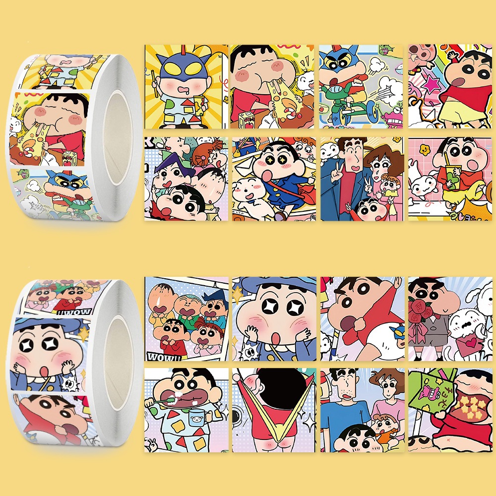 500PCS/Roll Lovely Cartoon Crayon Shin-chan Stickers For Kids Anime ...