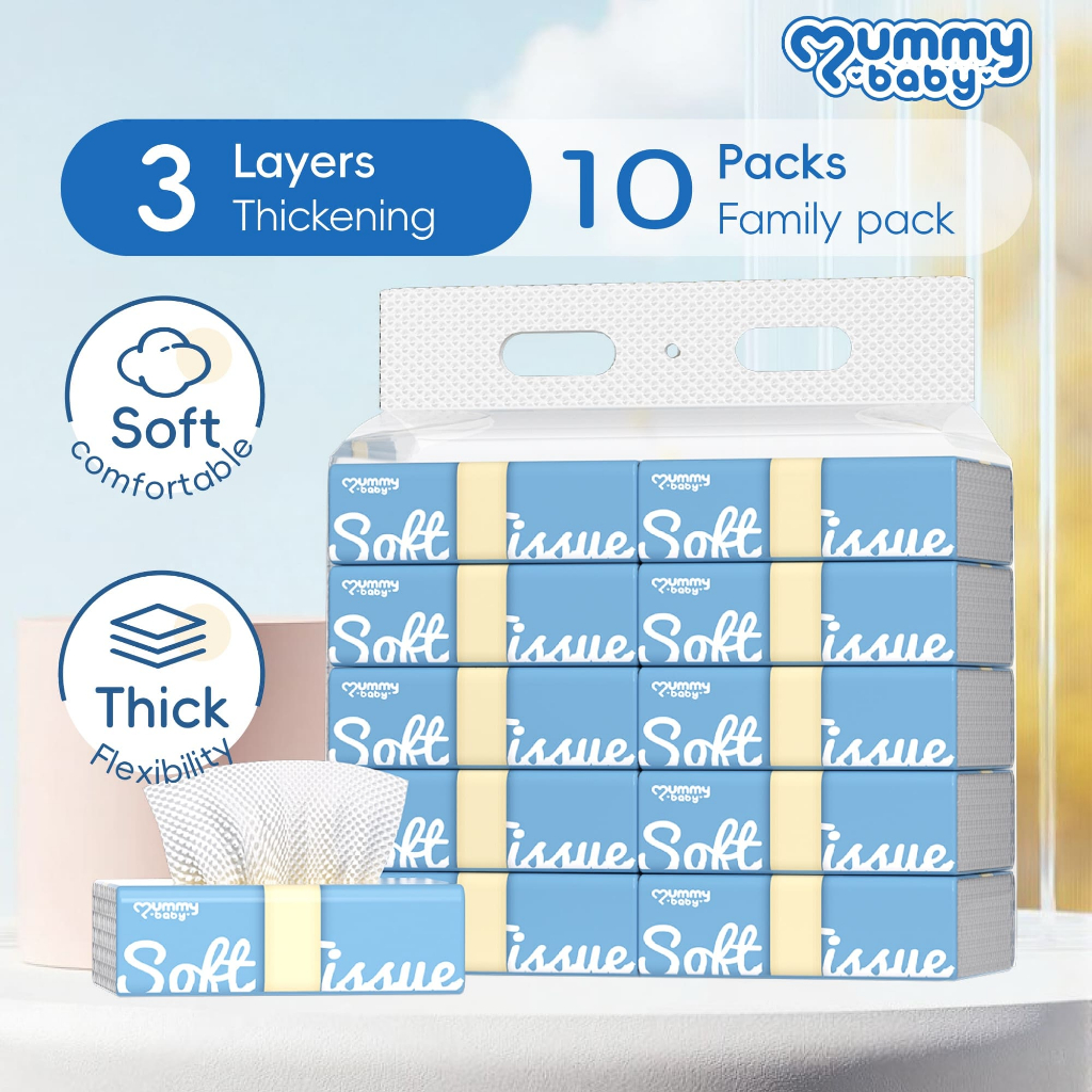 3-layer 10 pack Soft natural facial tissue paper bag MUMMY BABY ...