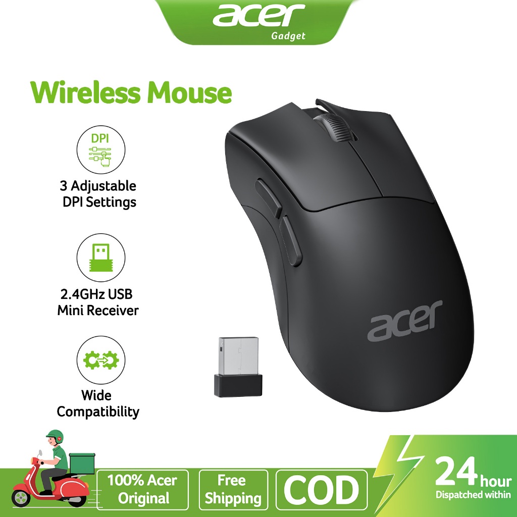 Acer Wireless Mouse for Laptop 2.4GHz Computer Mouse with 5 Buttons USB ...
