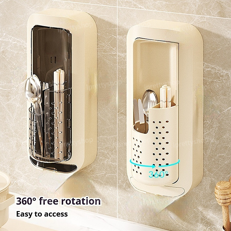 360° Rotating Drainage Rack Kitchen Racks Toothbrush Drain Wall Mounted ...