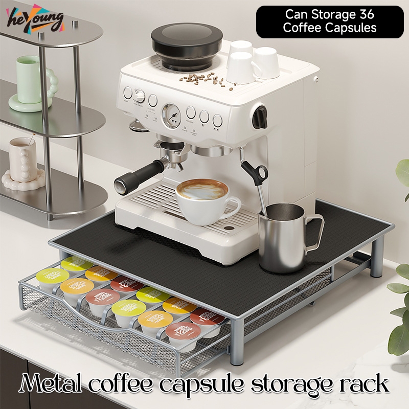 Heyoung Metal Coffee Capsule Storage Rack Nespresso Capsule Organizer ...