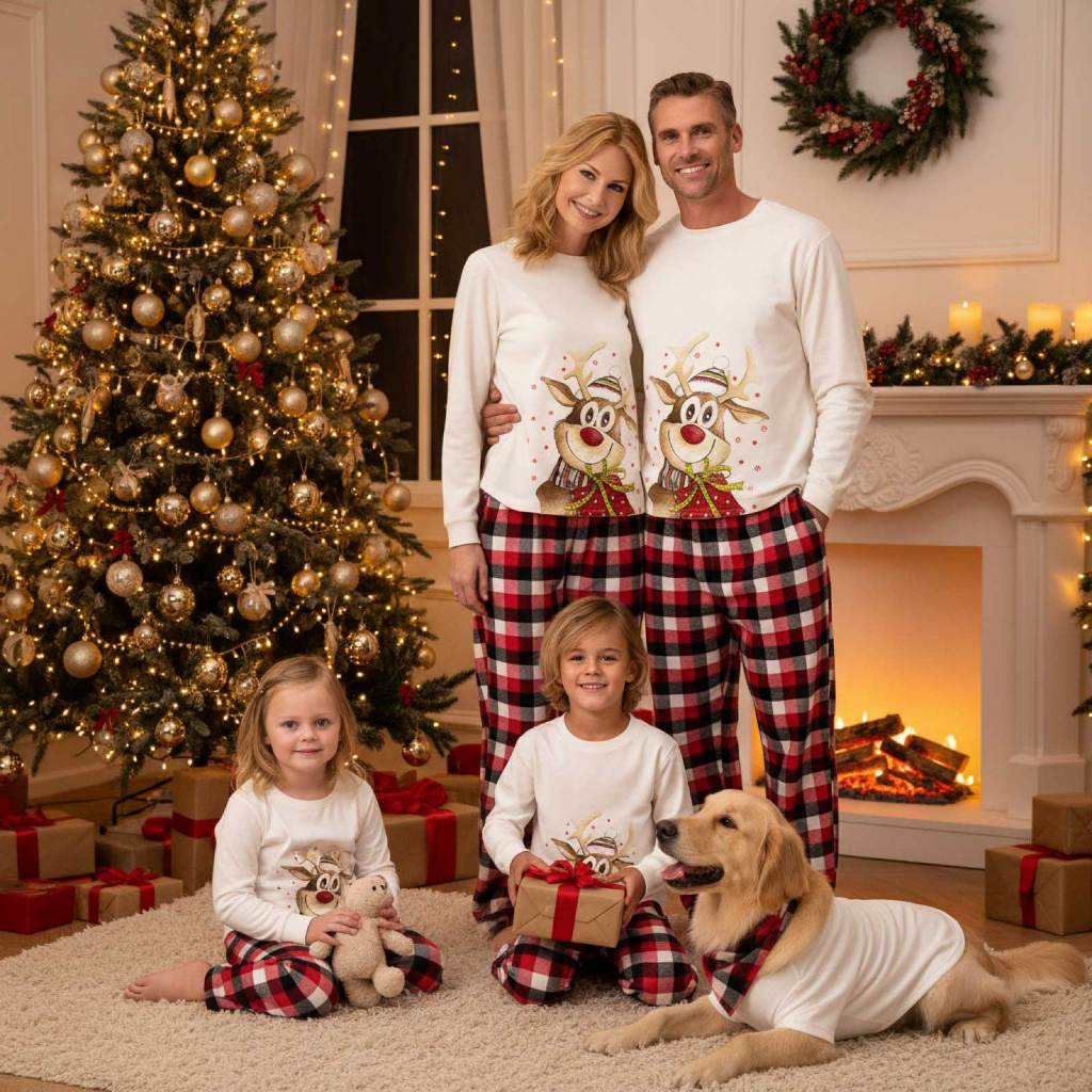 XZQ-[5 Day Delivery] Family Matching Pajamas Set Christmas Elk Print O ...