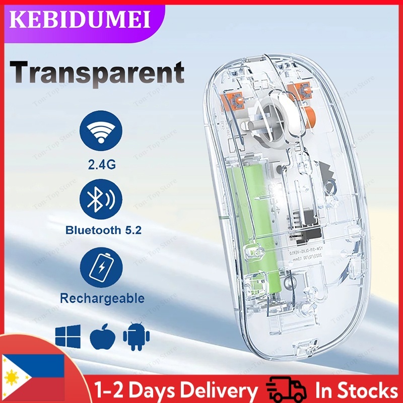 [Local Stock] Creative Transparent Bluetooth Mouse 2.4G Silent Wireless ...