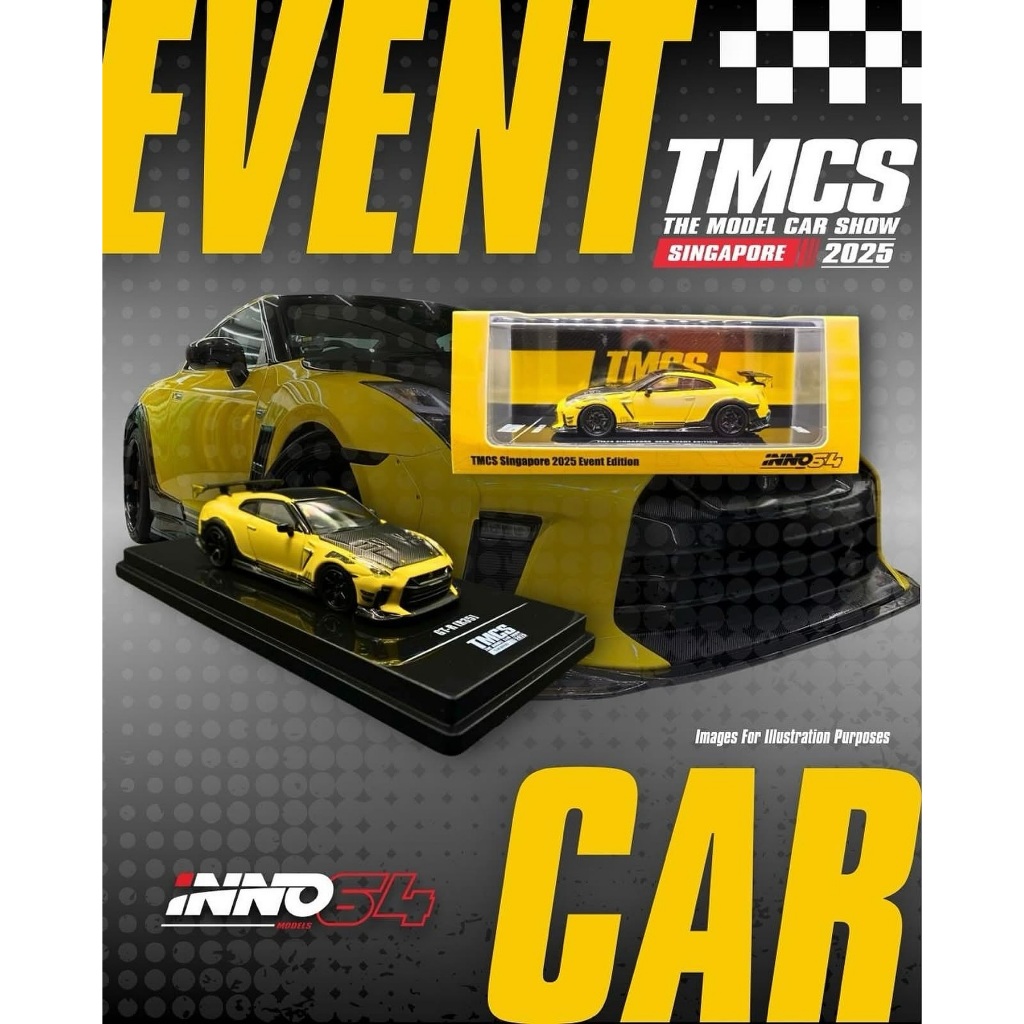 INNO64 1:64 Nissan GT-R R35 Yellow TMCD Singapore 2025 Event Edition ...