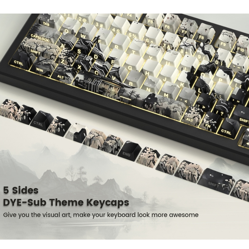 130 Keys Cherry Profile PBT Keycaps Set Dye Sub Side Printed Shine ...