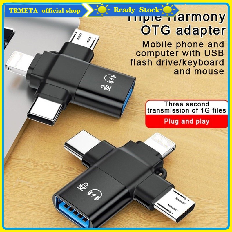 3 in 1 USB OTG Lightning Adapter Type-C/Micro USB 3.0 Flash Drive Port ...