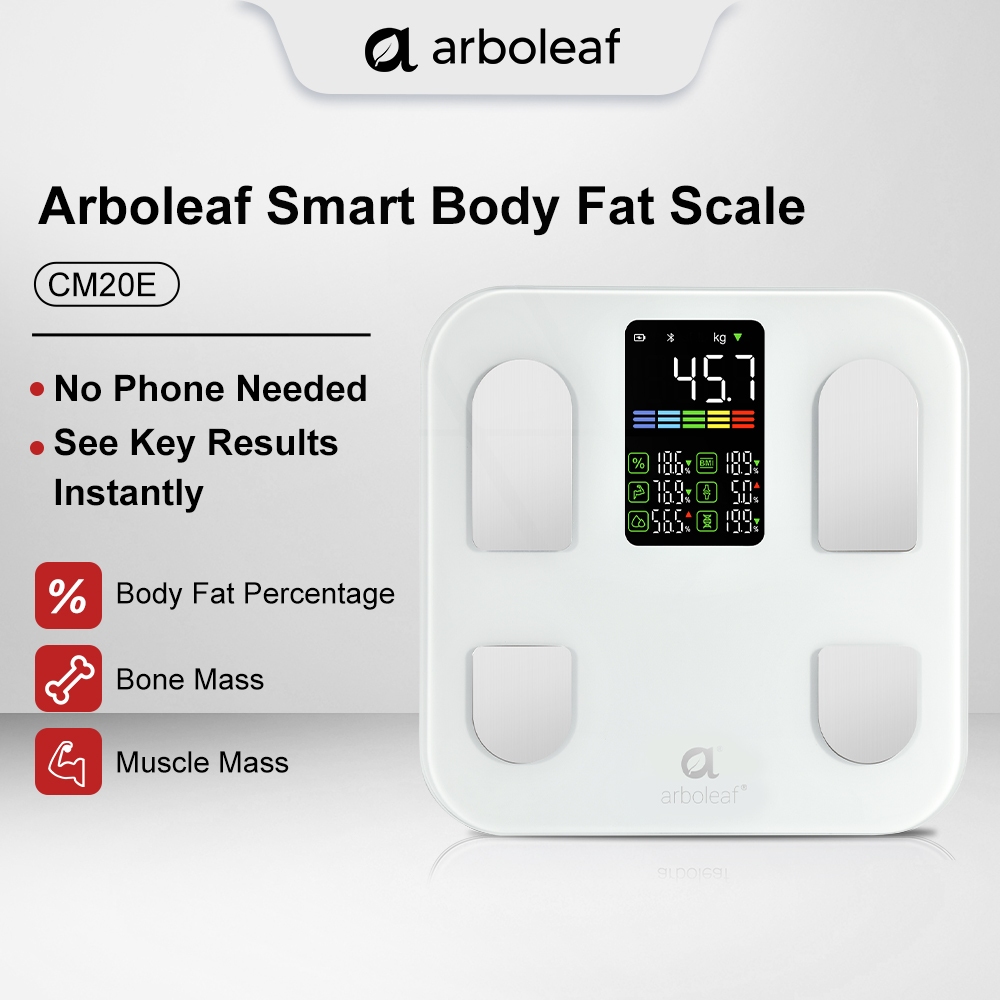 Arboleaf CS20E Smart Body Fat Scale with Bluetooth, Long Battery Life ...
