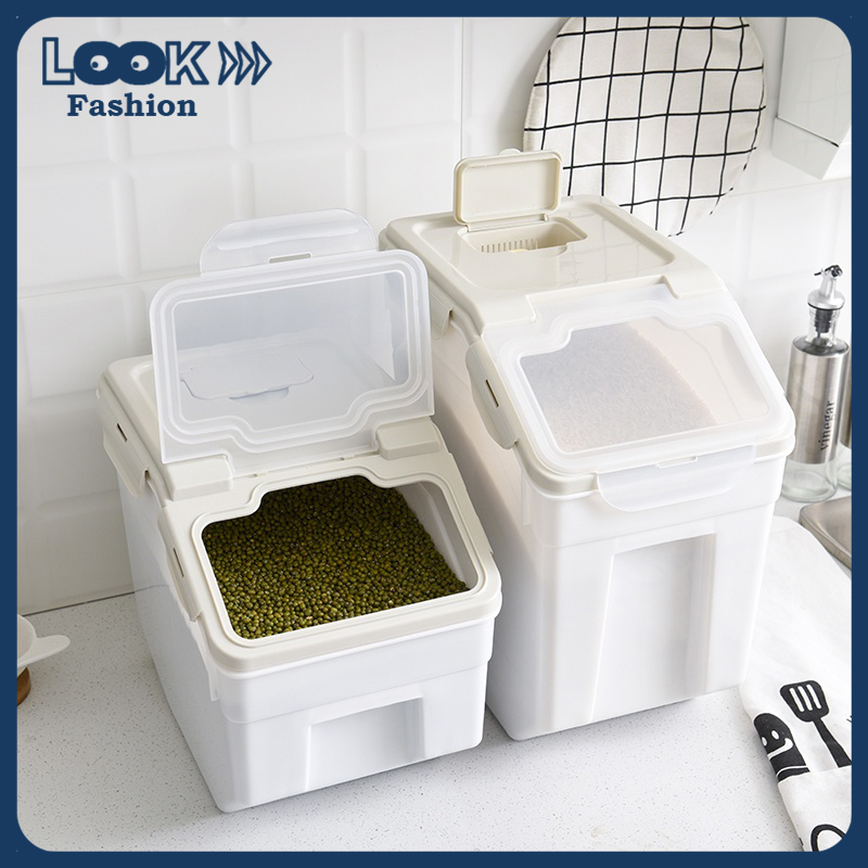LOOK Fashion 10kg Rice Dispenser Sealed Rice Storage Insectproof ...