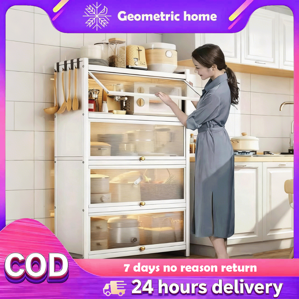 Geometric Home 3/4/5-layer Kitchen Storage Rack Dustproof ...