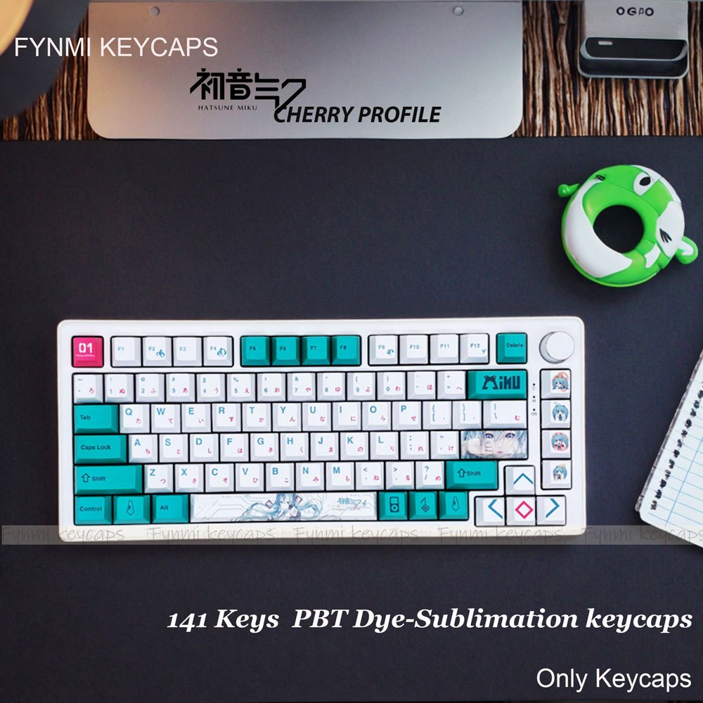 HATSUNE MIKU 141pcs keys ANSI Cherry PBT Dye Sublimation Keycaps for ...
