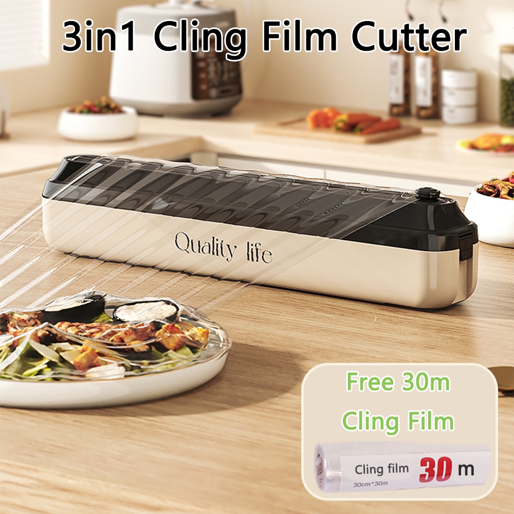 3-in-1 No Drill Kitchen Wrap Cutter Dispenser, Bidirectional Slide ...