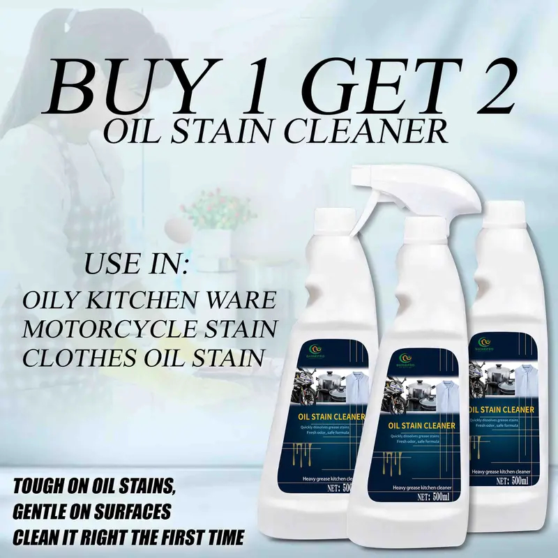 Buy 1 Get 2 Oil Stain Removal Liquid Cleaner anti-Bacterial Oil Stain ...
