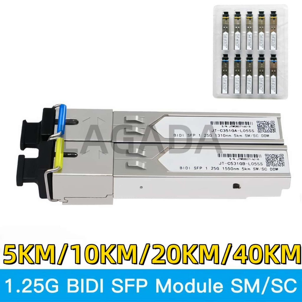1 Pair Gigabit SFP Module 1.25G SC 1310nm/1550nm 5km Fiber Optic ...