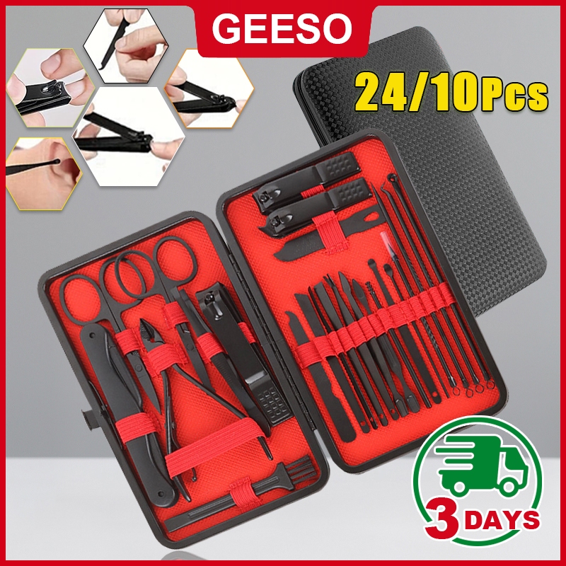 GEESO 24Pcs Nail Clippers Manicure Tool Set With Portable Case ...