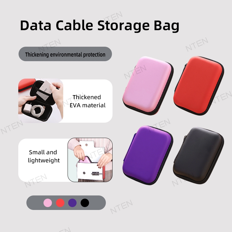 Headset Hard Case USB Cable Storage Box Coin Storage Pouch Travel Data ...