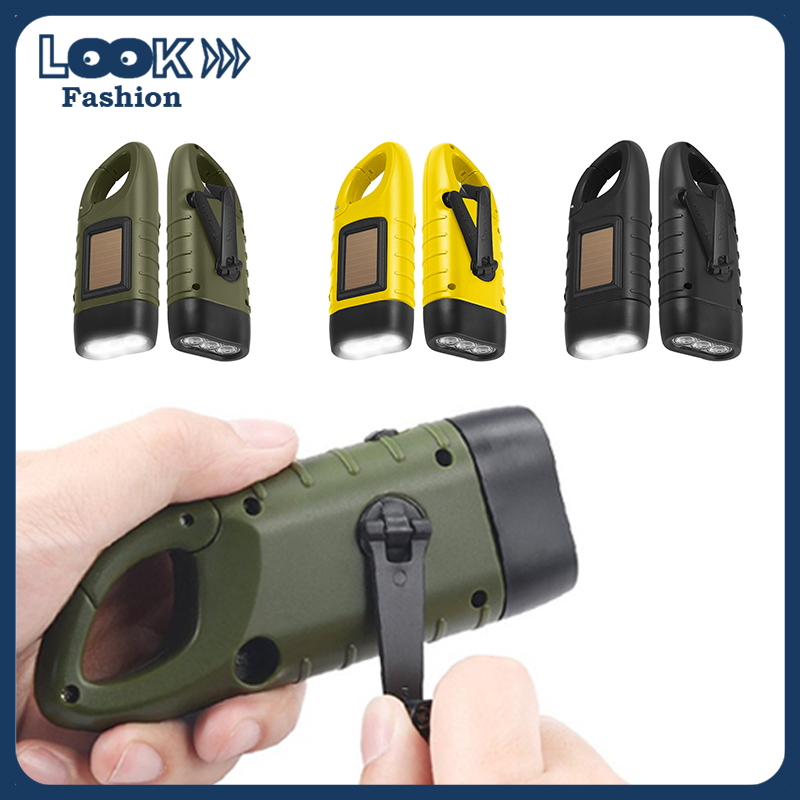 LOOK Fashion Solar Powered Flashlight Hand Crank Small Portable ...