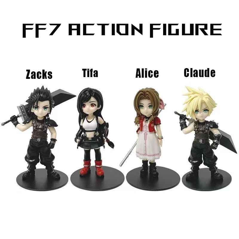 FF7 Mini Figurines: Cloud, Aeris, Tifa, Zack - Cute Chibi Style Display ...