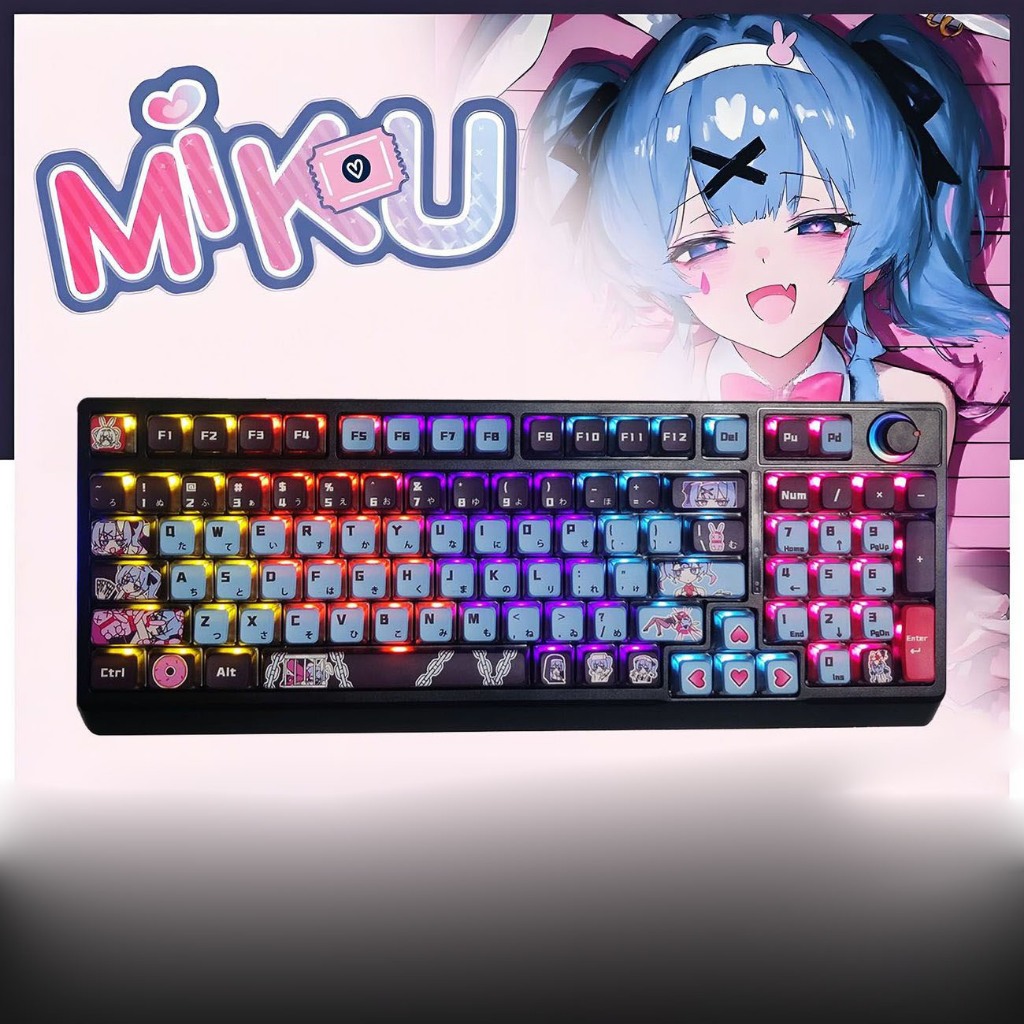 Hatsune Miku Keycap 110 Keys MDA Profile PBT+PC Four-Sided Transparent ...