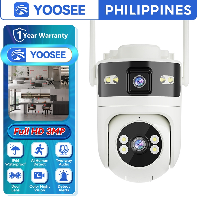 YOOSEE Q82 Dual Lens 3MP Smart IP Camera Wifi Wireless Outdoor CCTV ...