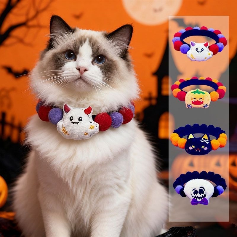 Pet Halloween Costume Collar Scarf Costume Pumpkin Monster Cat Dog ...