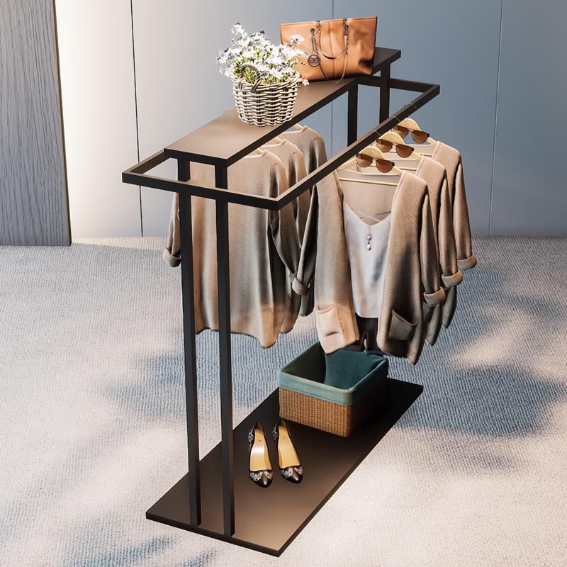 Iron hanger display rack simple clothes hanging rack with wheels ...