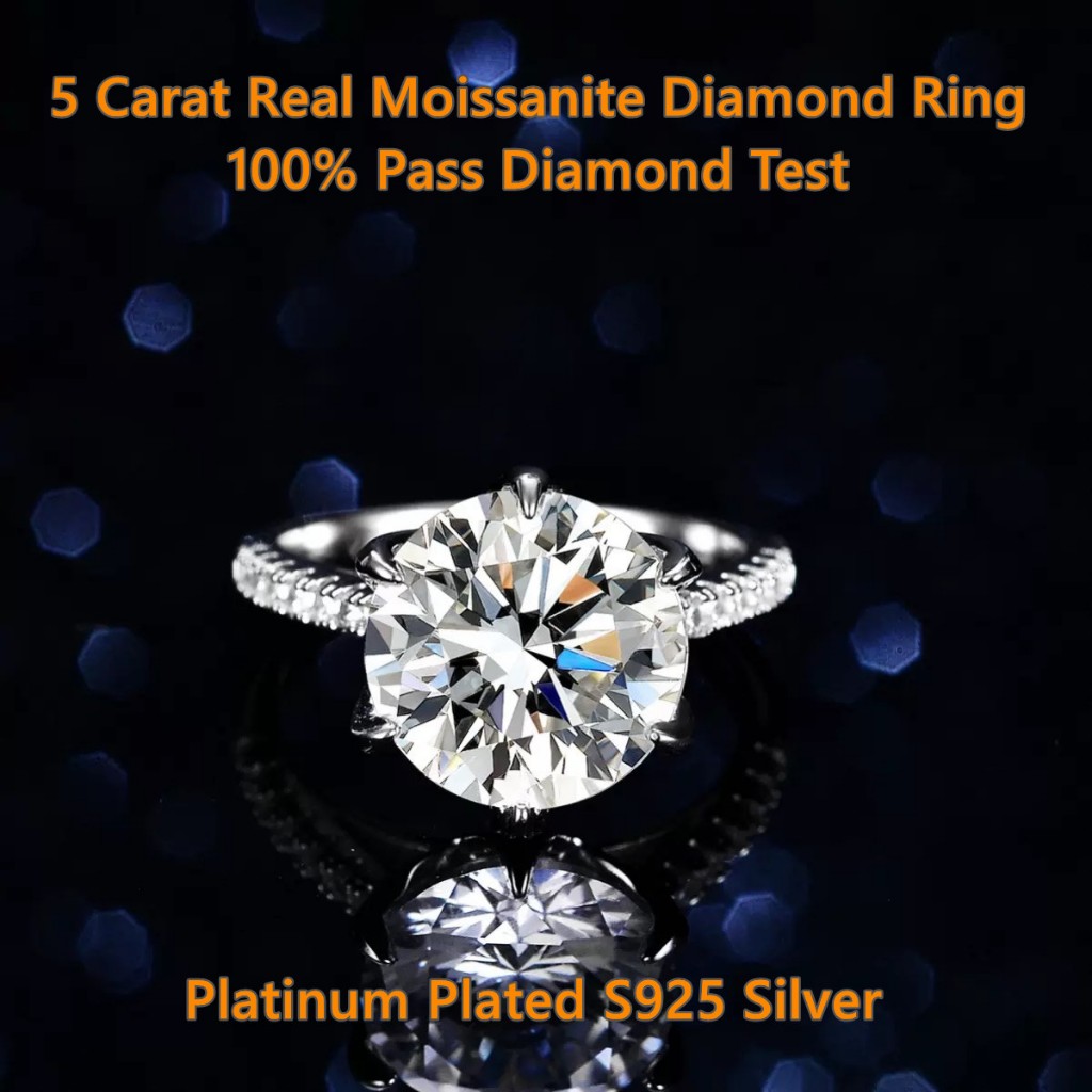 5 carat Real Moissanite Diamond Proposal Ring with GRA certificate ...