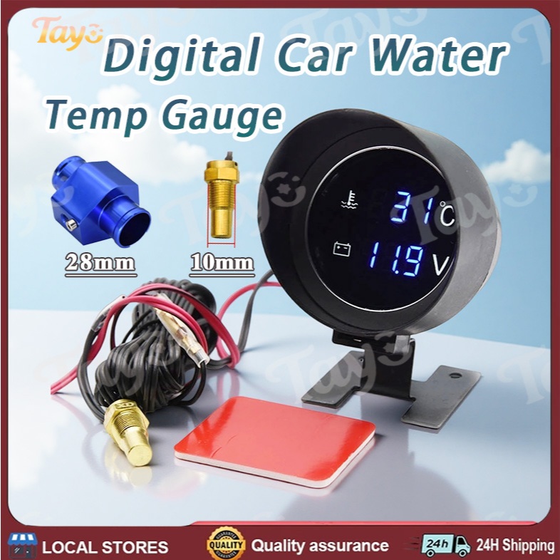 Digital Led Temperature Gauge For Car Voltmeter 2 In 1 Joint Pipe ...