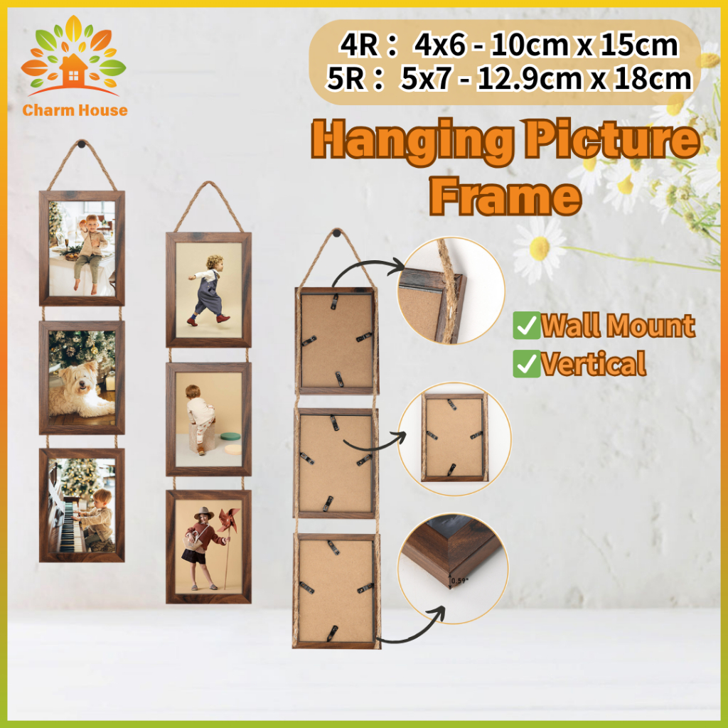5R/4R Picture Frames Hanging Photo Frame Display Vertical 5x7/4x6 inch ...