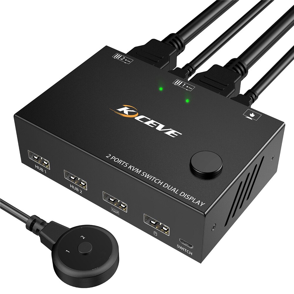4K HDMI Switch KVM Switcher Splitter Box 2 in 2 out Dual Monitor ...