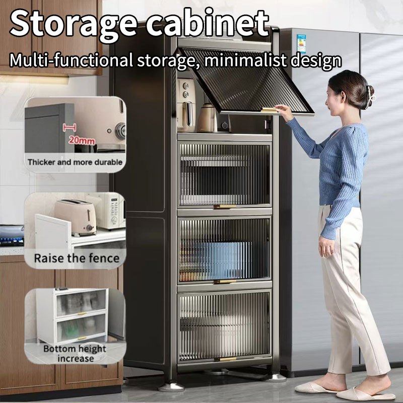 60/80/100CM Dustproof Storage Cabinet Kitchen Rack Carbon Steel ...