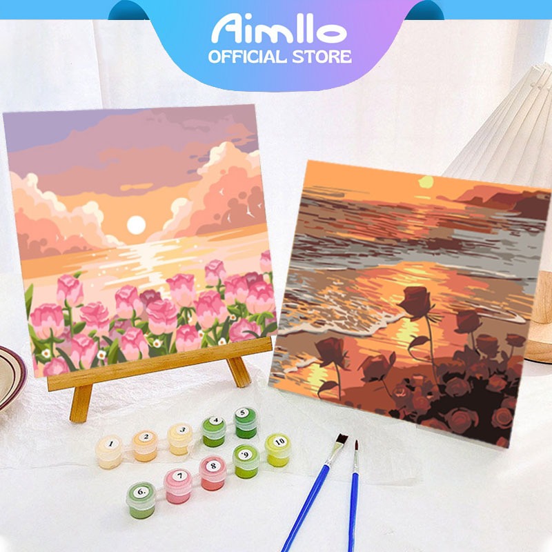 Digital Oil Paint By Numbers 20X20cm Canvas Frame Number Painting kit ...
