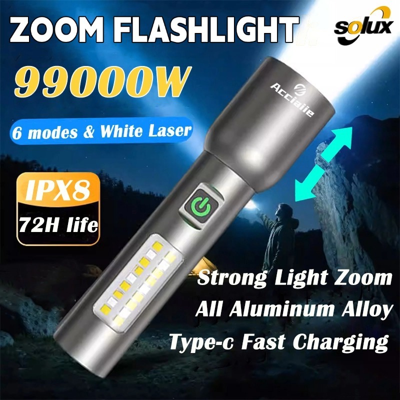 Flashlight Rechargeable Waterproof Original Super Bright Zoom Heavy ...