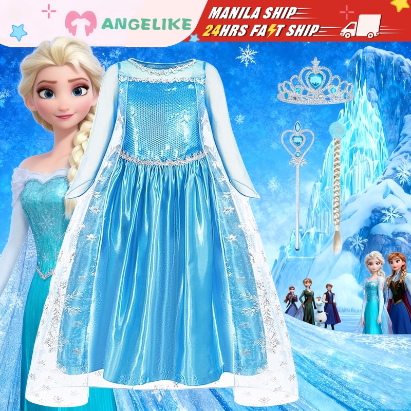 ANGELIKE Frozen Dress Elsa Costume for Girls Kids Birthday Party Blue Dress  Baby Girl Princess Dress 3 10 Years Old | Shopee Philippines