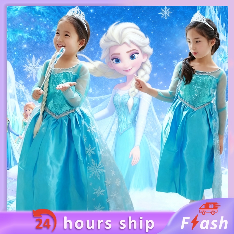Frozen Costume Elsa Princess Dress for Baby Girls 3-10 Year Old Birthday Party  Outfit | Shopee Philippines