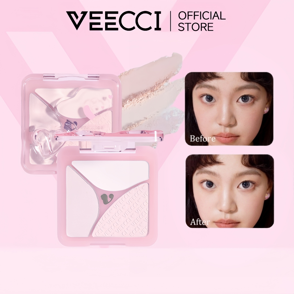 VEECCI Highlight Contour Palette 3 in 1 Highlight Matte Pearlescent ...