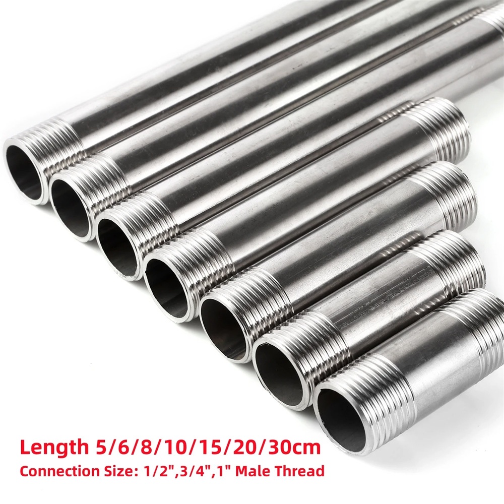 1Pc Stainless Steel Double Male Thread Extension Tube 1/2