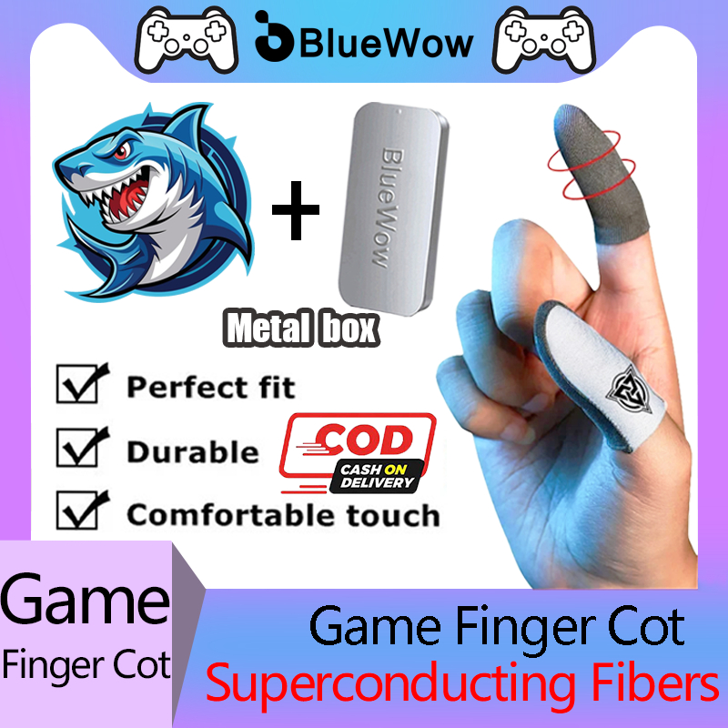 BlueWow Flying Shark Silver Cloth Fiber Gaming Finger Sleeve for