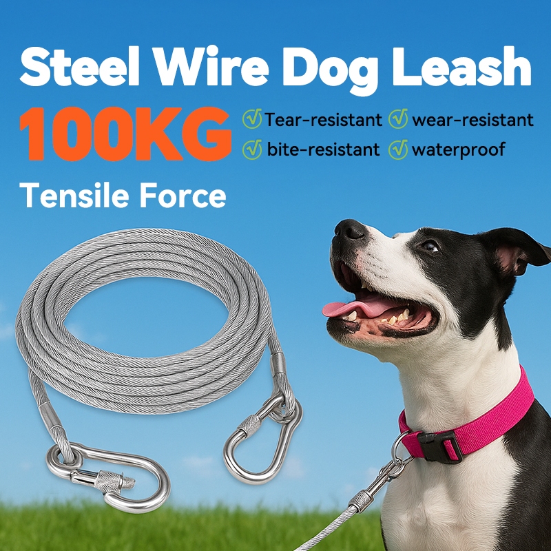 Steel Wire Dog Leash Extra-long Stainless Steel Dog Leash Durable Anti ...
