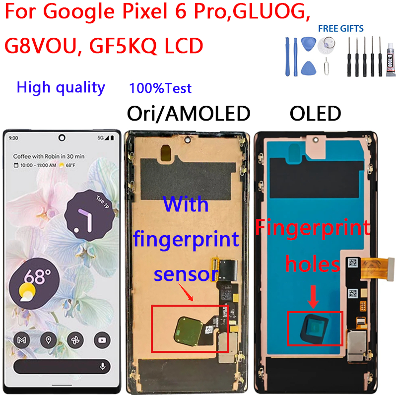 For Google Pixel 6 Pro,GLUOG, G8VOU, GF5KQ LCD Display Touch Screen ...