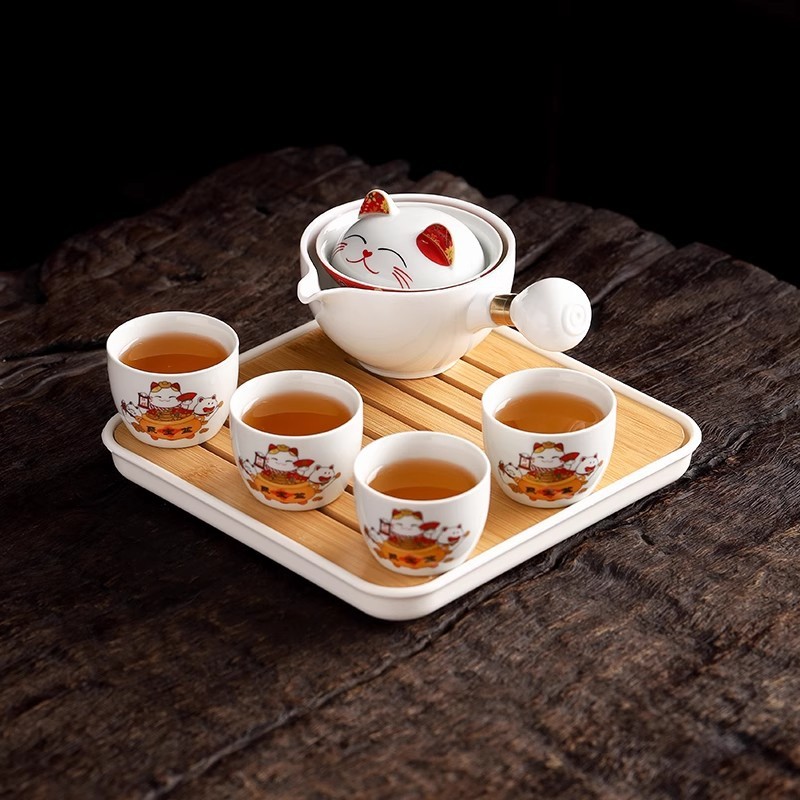 Ceramic Portable Travel Tea Set, Chinese Kungfu Tea Set with 360 ...