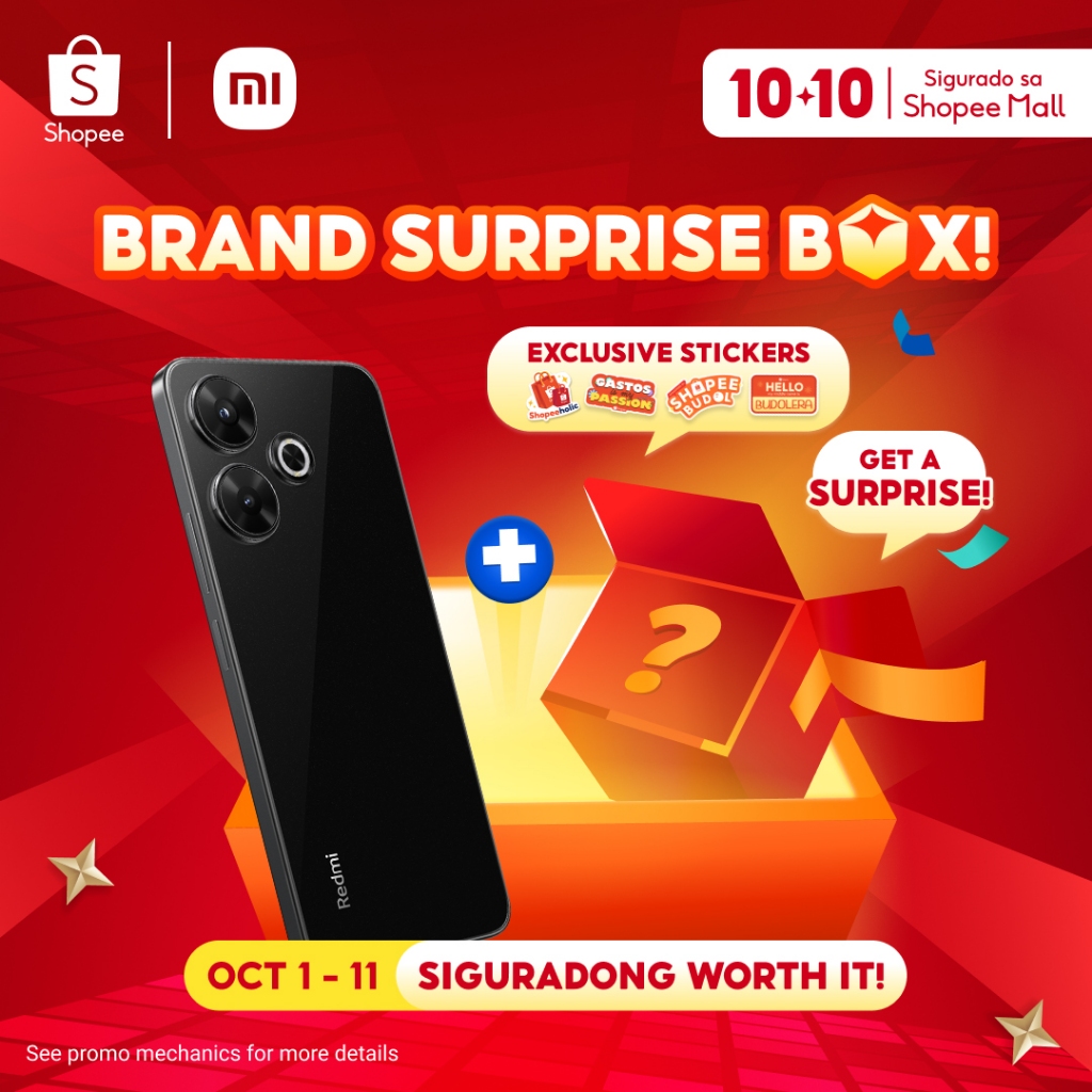 Xiaomi x Shopee Brand Surprise Box | REDMI 13 Black with a surprise ...
