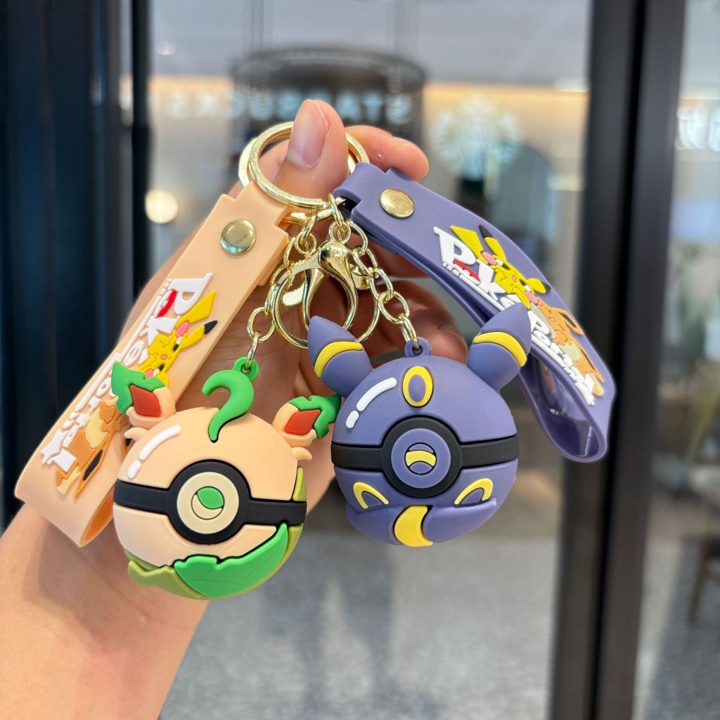 Pokemon Keychain Eevee Pokeball Sylveon Umbreon Bag Charm Pendant Anime ...
