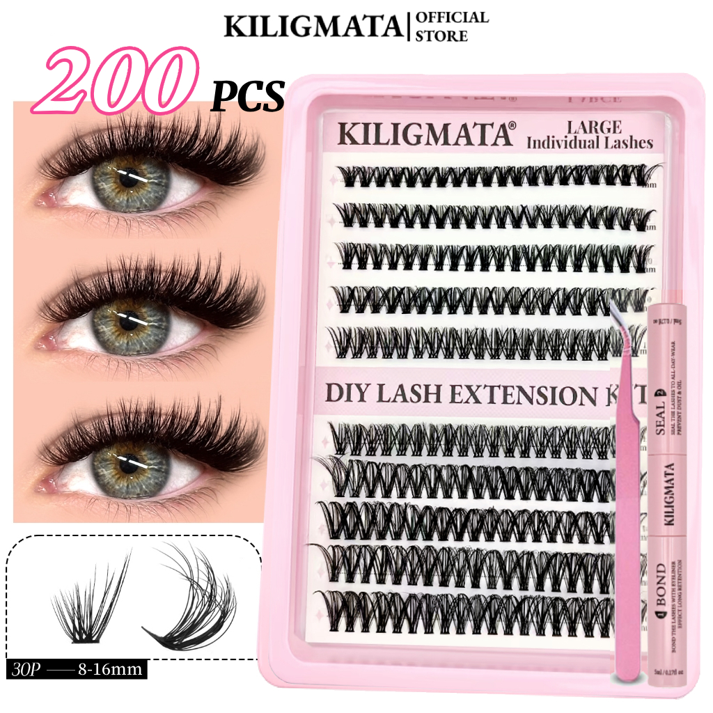 Eyelash Extension Set 200 Packs 30d Individual DIY, With Glue Mink D ...