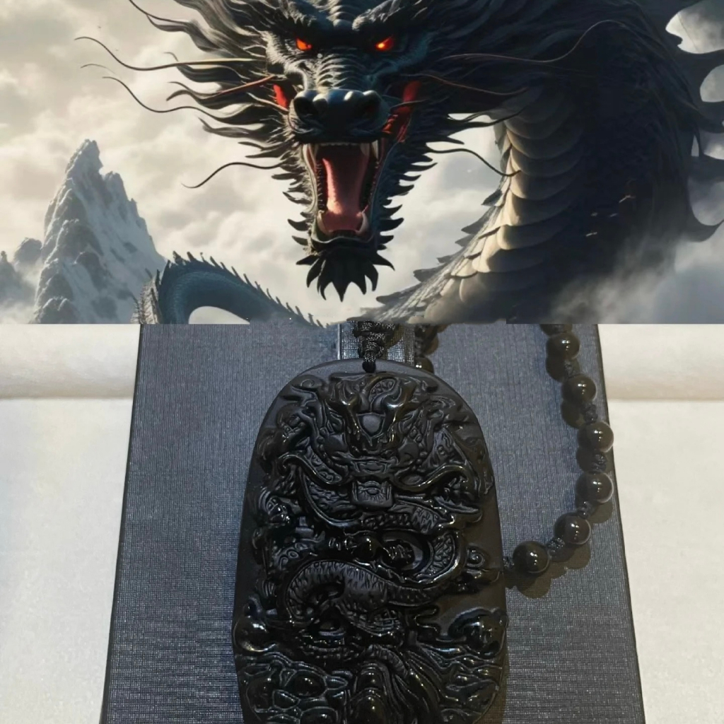 2025 new Obsidian necklace dragon brand overbearing pendant men's ...